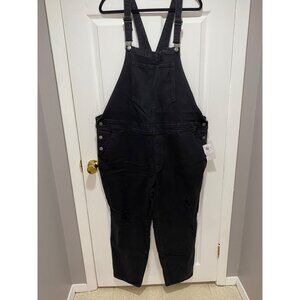 Old Navy Womens Overalls Plus Sz 22 Black Wash Side Button Cotton Country Indie